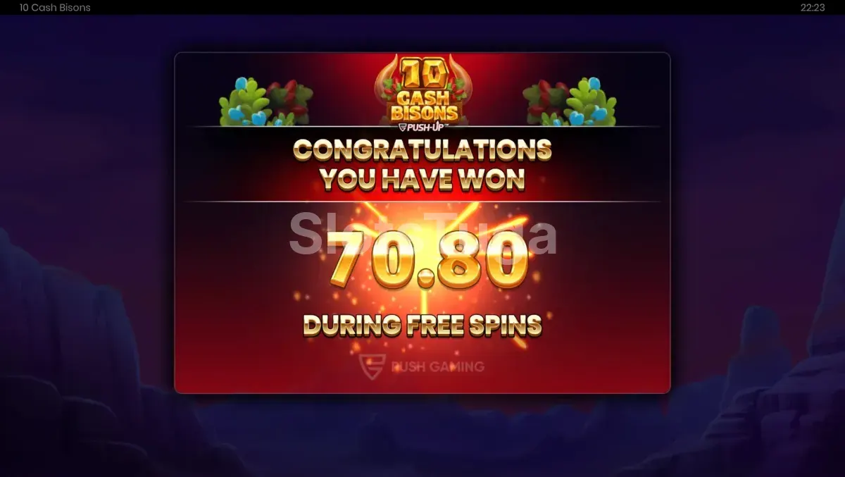 Grande vitória na slot 10 Cash Bisons