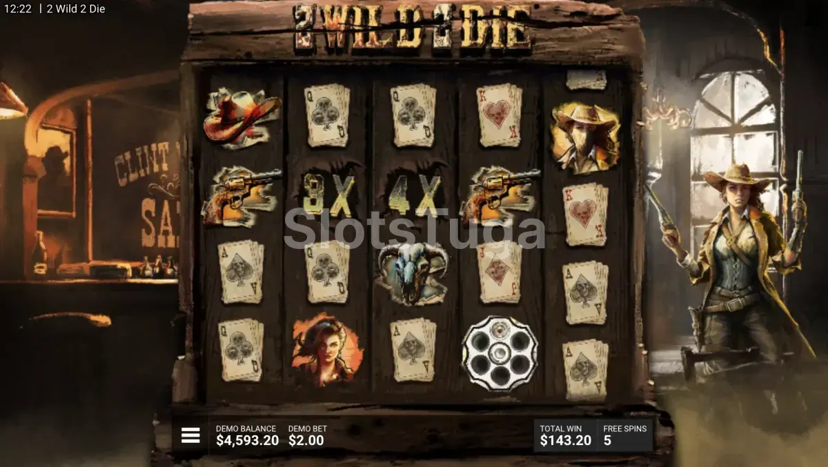 Rodada de free spins do bônus na 2 Wild 2 Die