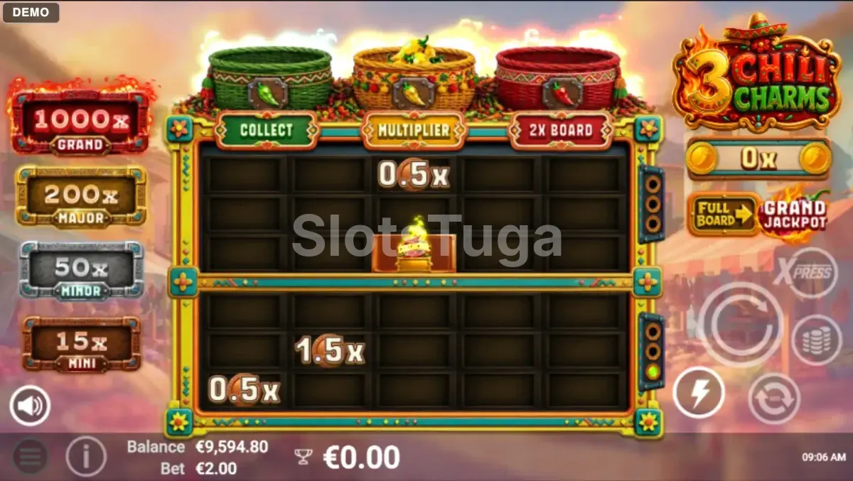 Rodada de giros grátis ativada na slot 3 Chili Charms