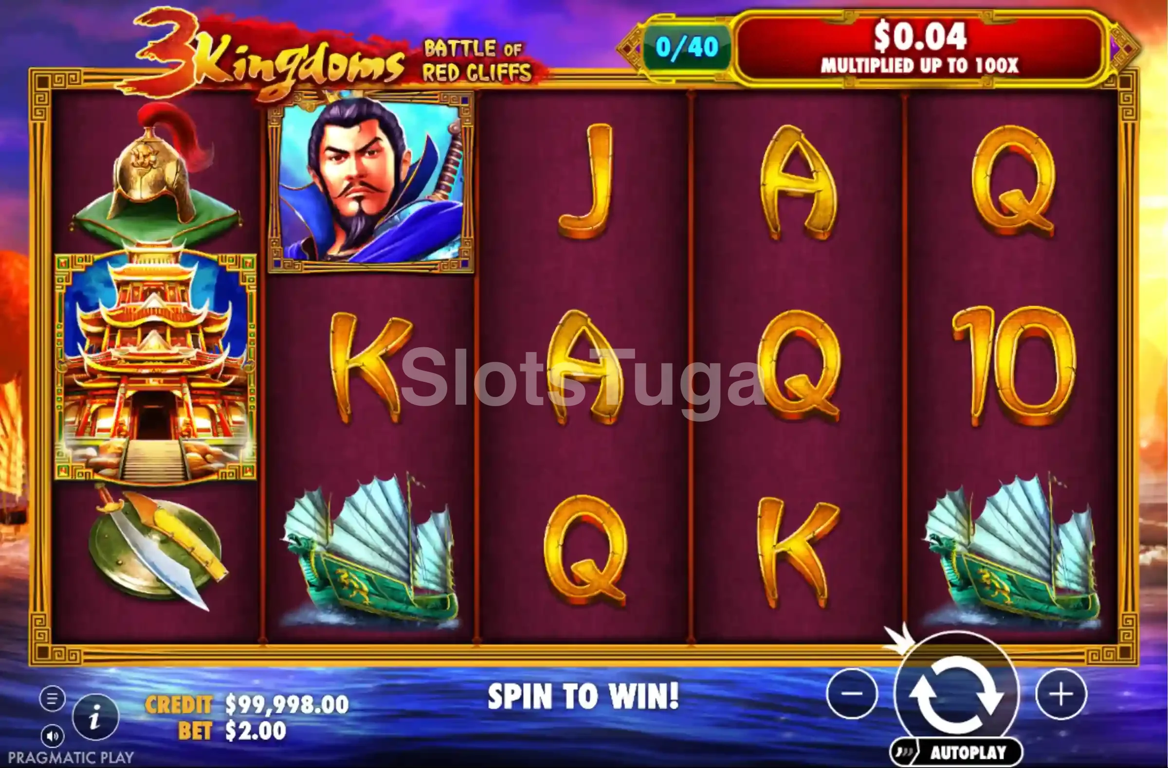 Jogo base da 3 Kingdoms Battle of Red Cliffs com os guerreiros em ação