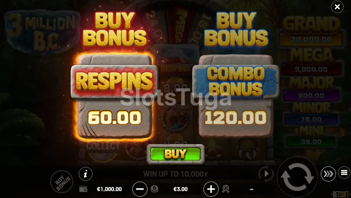 Opções de compra de bônus na slot 3 Million BC