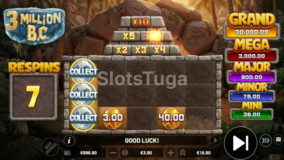 Free spins em andamento na slot 3 Million BC