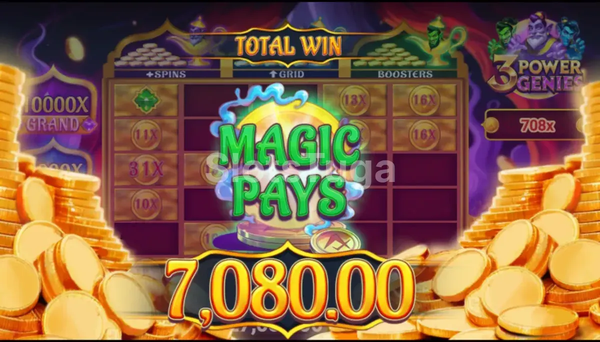 Grande vitória na slot 3 Power Genies com multiplicador alto