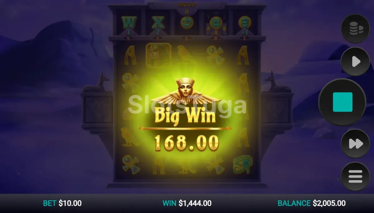 Grande vitória na slot 5 Tombs of Fortune com animação de premiação