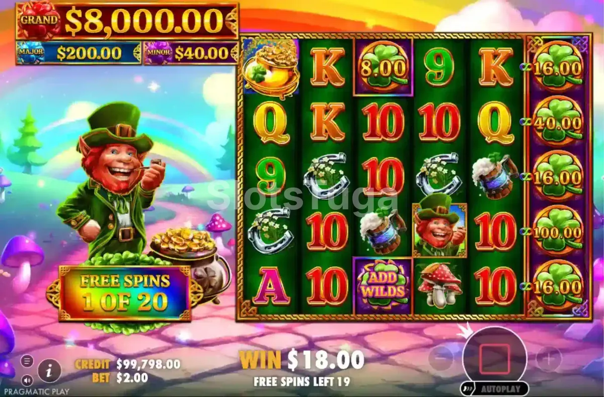 Rodadas grátis ativadas no 7 Clovers of Fortune com multiplicadores em ação