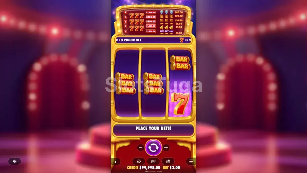 Tela principal do jogo 777 Rush com símbolos clássicos