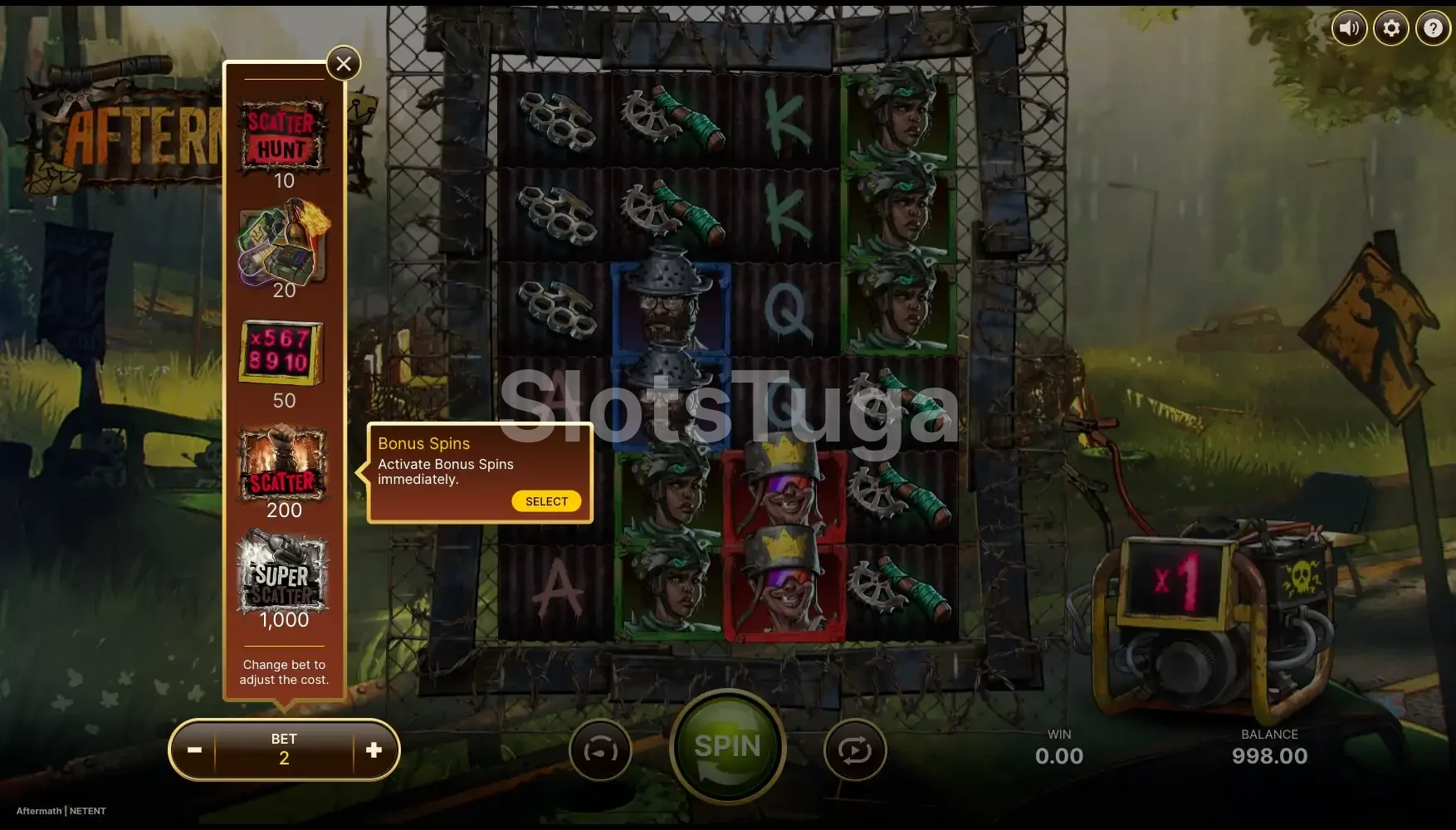 Ecrã de compra de bónus em Aftermath