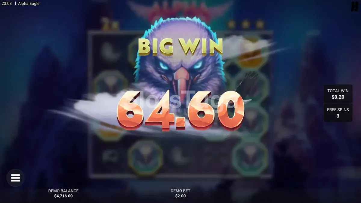 Big win acontecendo no Alpha Eagle com multiplicador ativo