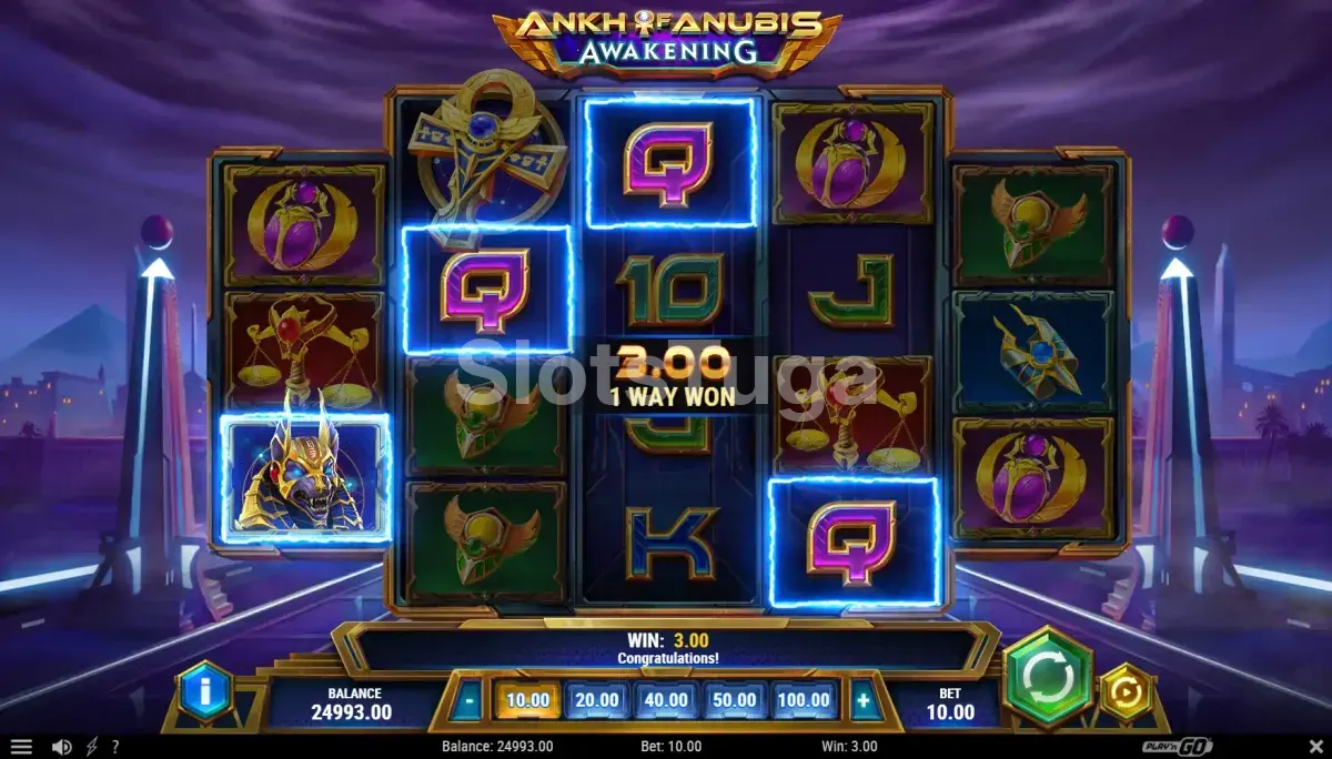 Rodada de bônus com free spins na slot Ankh of Anubis Awakening