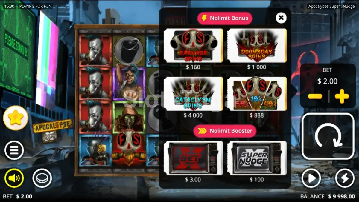 Tela de compra de bônus da slot Apocalypse