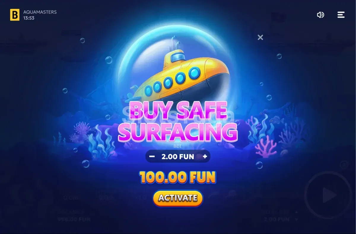 Ecrã da funcionalidade especial de Aquamasters