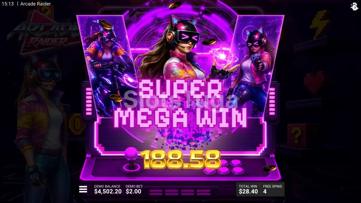 Prémio elevado destacado no ecrã de Arcade Raider