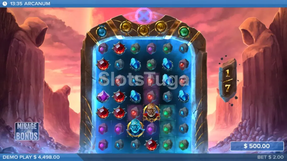 Rodada de giros grátis do Arcanum com multiplicadores ativos