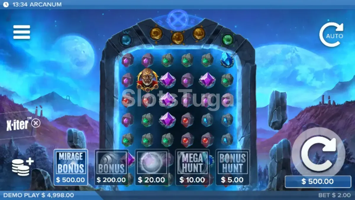 Tela de compra de bônus X-iter no Arcanum da ELK Studios