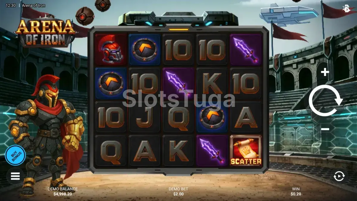 Jogo base da Arena of Iron com gladiador robótico