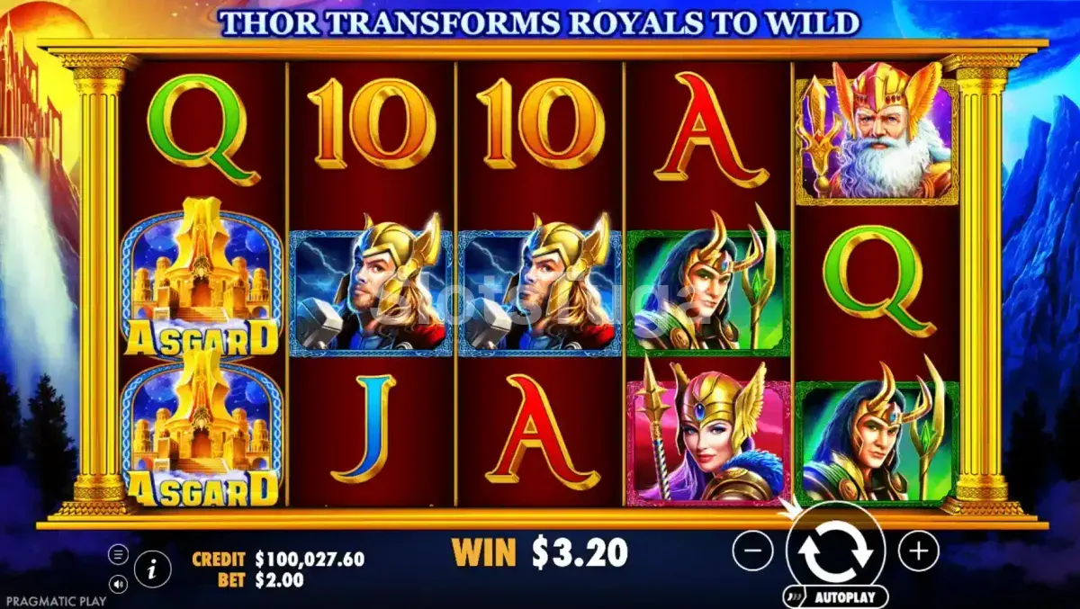 Segunda tela do jogo Asgard com símbolos especiais ativos