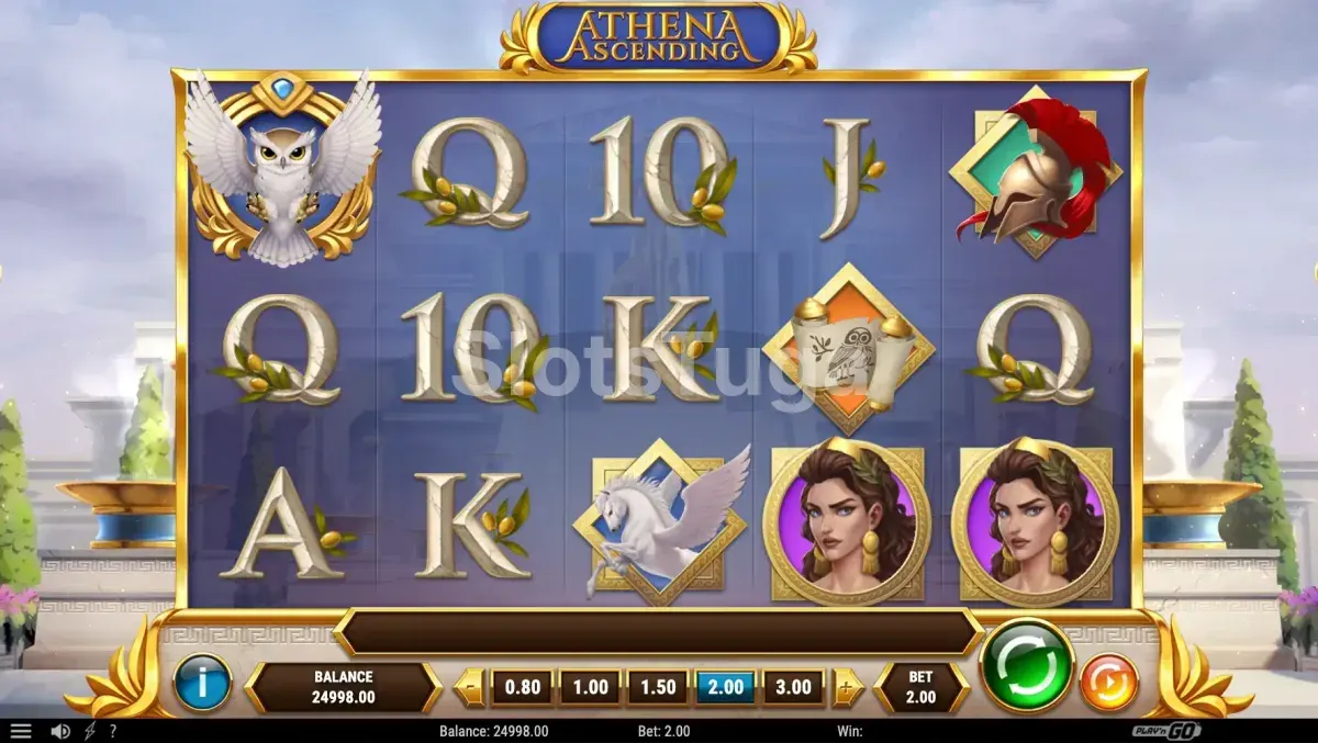 Jogo base da Athena Ascending com o grid transparente e templo grego ao fundo