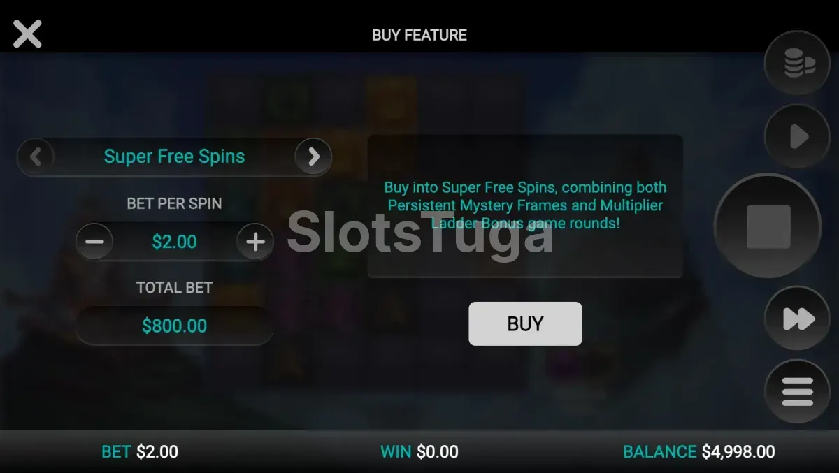 Opções de compra de bônus na slot Aura God
