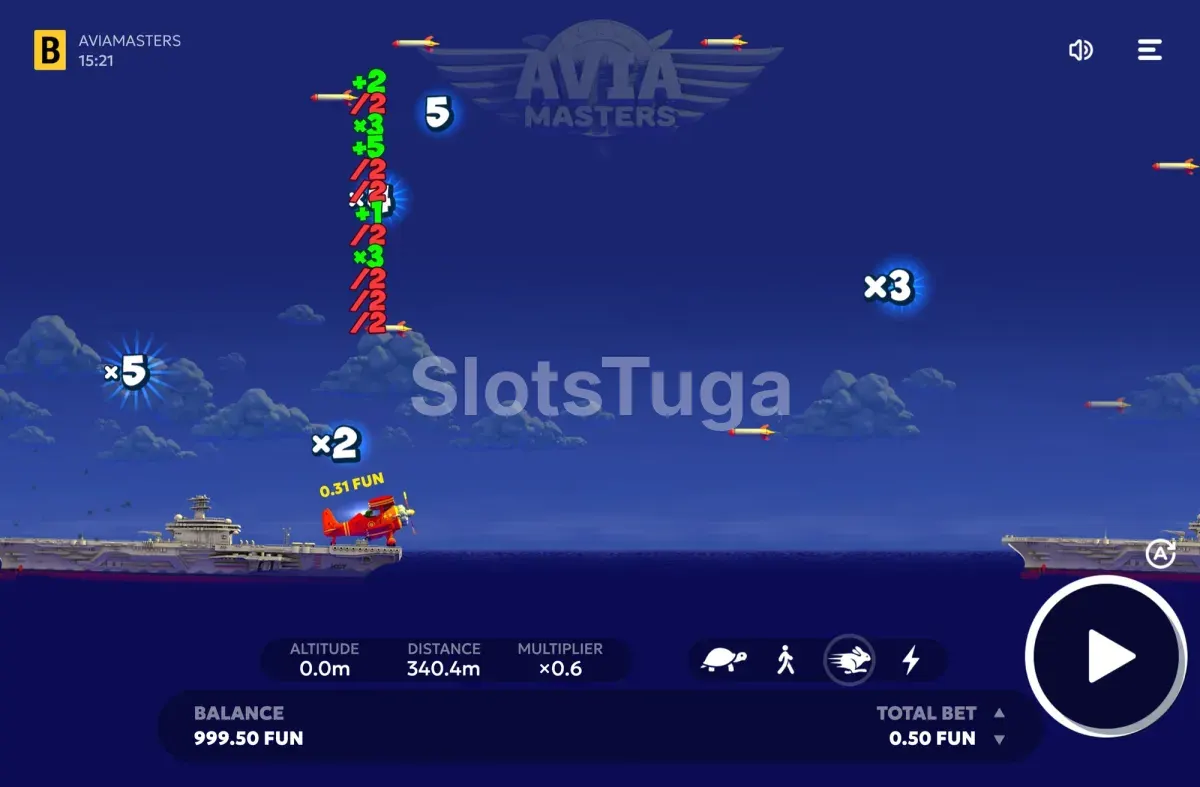 Avião de Aviamasters a aterrar num navio no fim da rodada