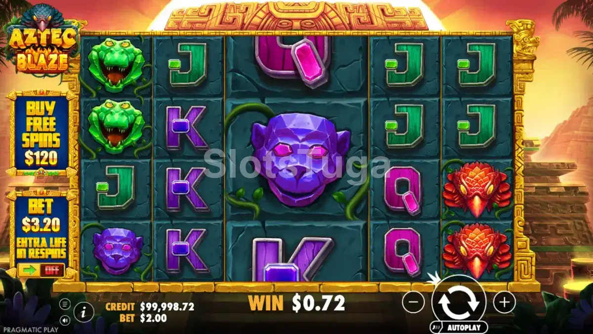 Jogo base da slot Aztec Blaze da Pragmatic Play