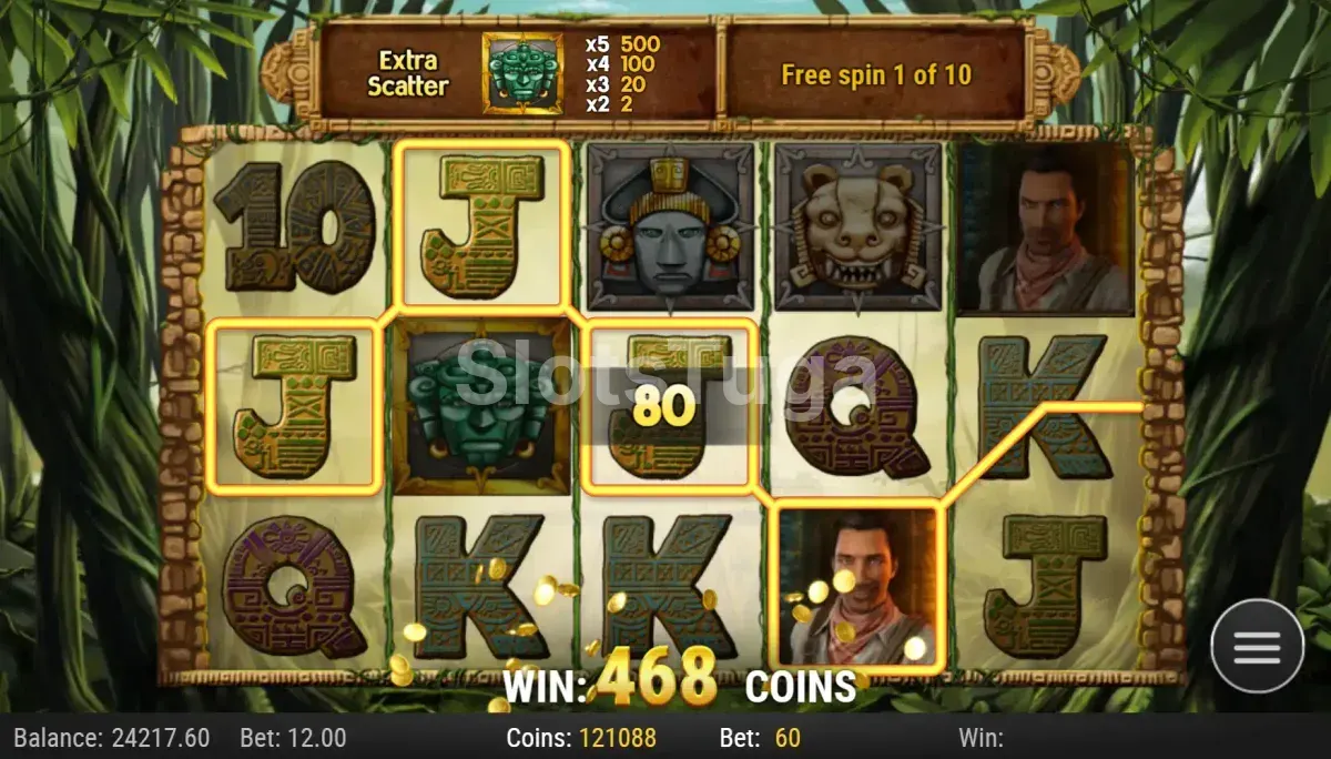 Rodadas grátis ativadas na slot Aztec Idols com multiplicadores em ação