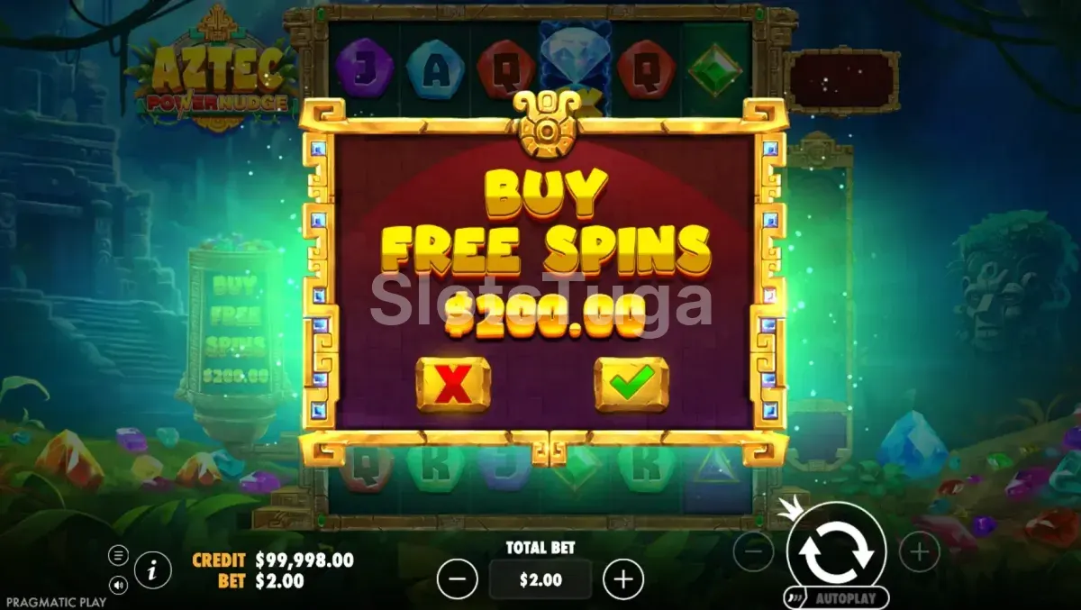 Tela de compra de bônus na Aztec Powernudge