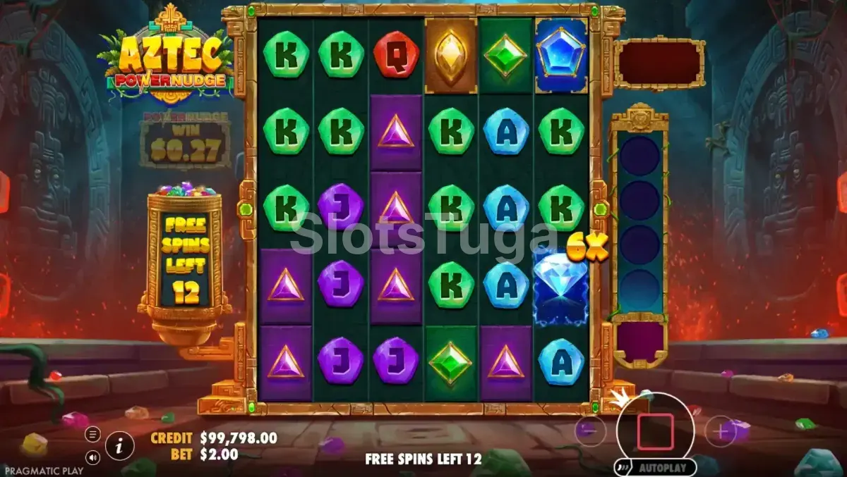 Rodadas grátis ativadas na slot Aztec Powernudge