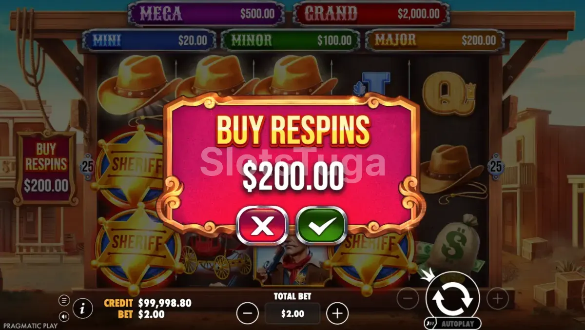 Tela de compra de bônus da slot Badge Blitz da Pragmatic Play
