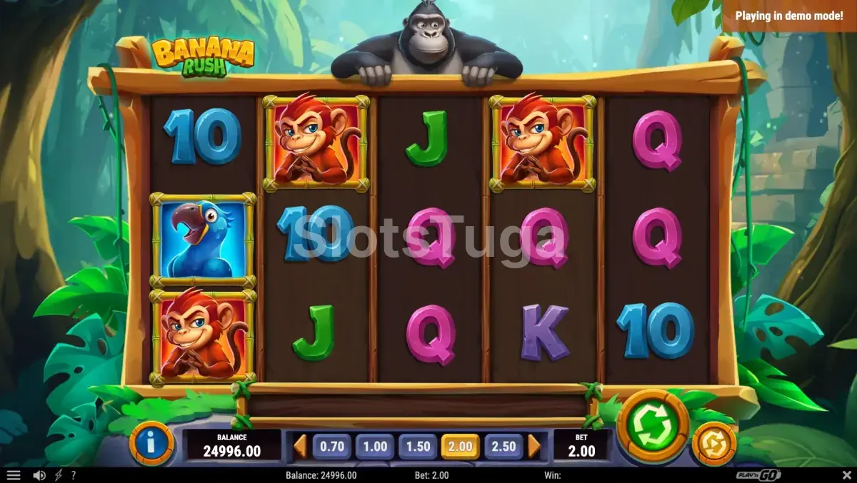 Round Hold and Win da Banana Rush com gorila em ação