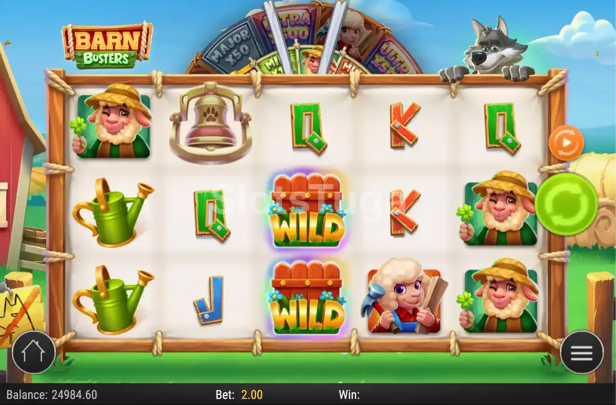 Símbolo wild da Barn Busters em destaque durante uma rodada especial