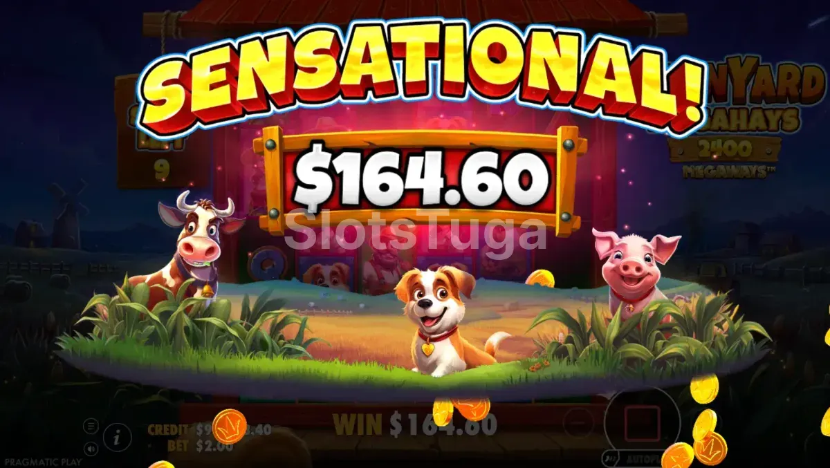 Grande vitória na Barnyard Megahays Megaways mostrando o potencial de ganho máximo