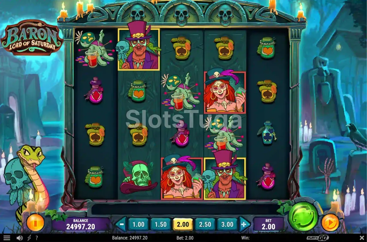Segunda tela do jogo base de Baron Lord of Saturday mostrando recursos especiais