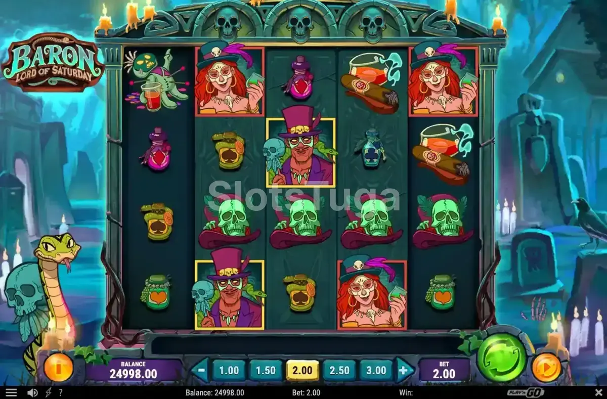 Jogo base do Baron Lord of Saturday com seus símbolos temáticos de vodu