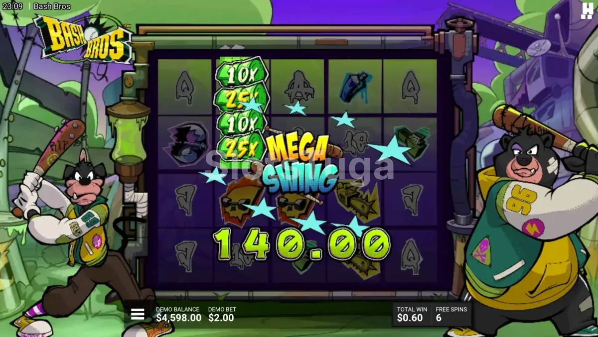 Grande vitória no Bash Bros com multiplicadores altos