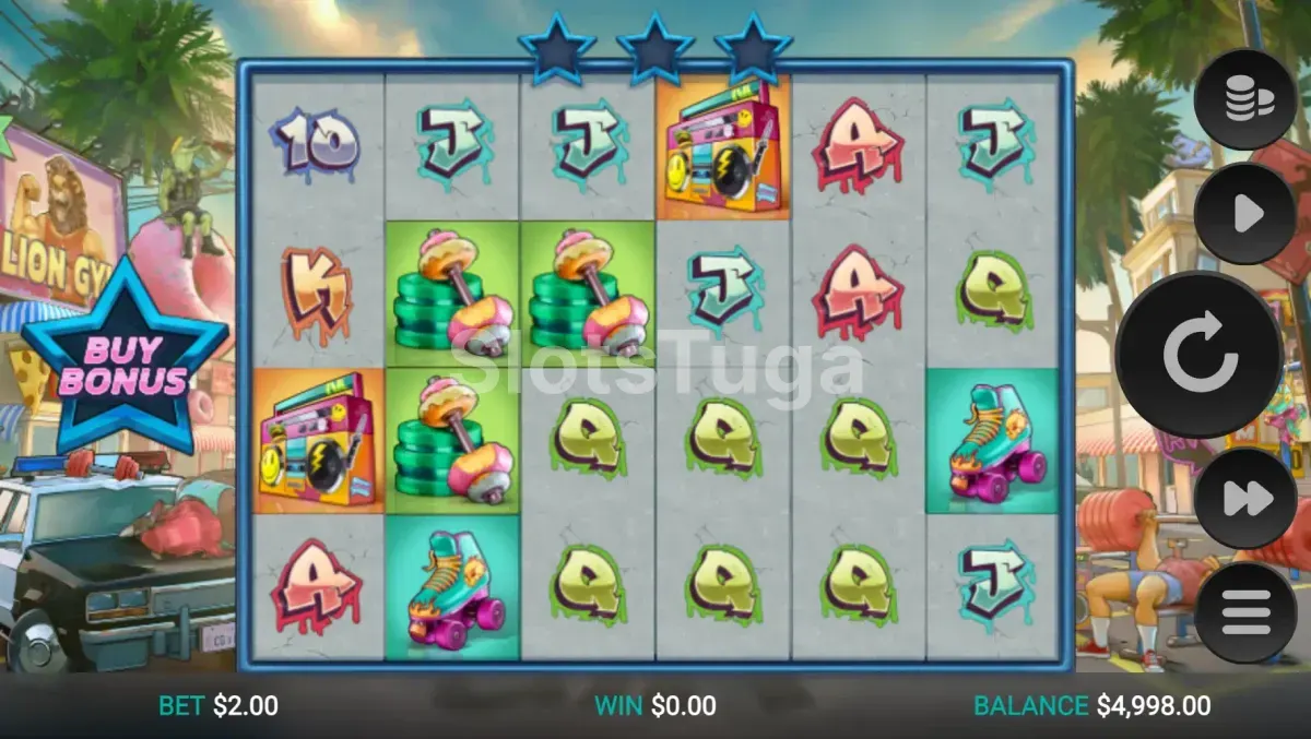 Jogo base da slot Beast Mode com tema anos 80