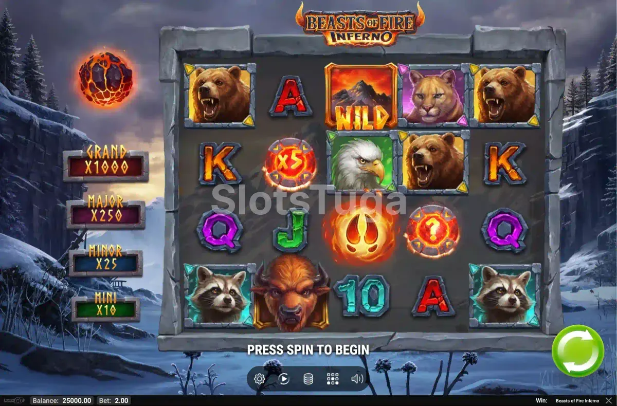 Grelha do jogo base de Beasts of Fire Inferno