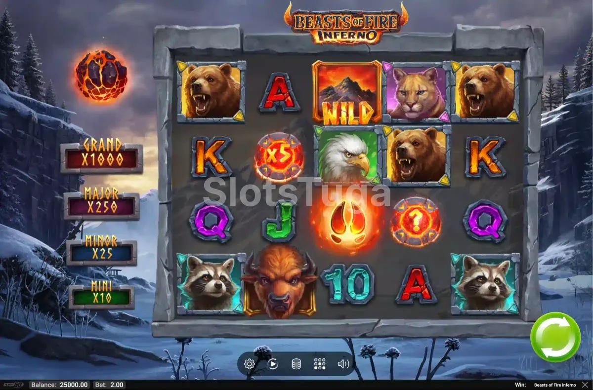 Ambiente visual do jogo base de Beasts of Fire Inferno