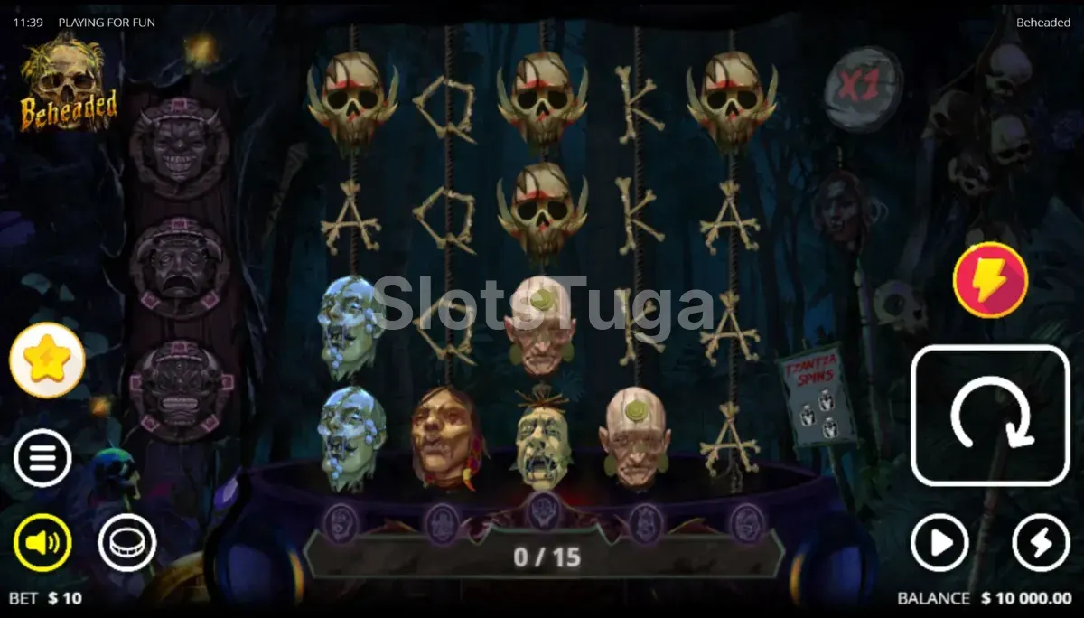Jogo base da slot Beheaded com rolos e símbolos medievais