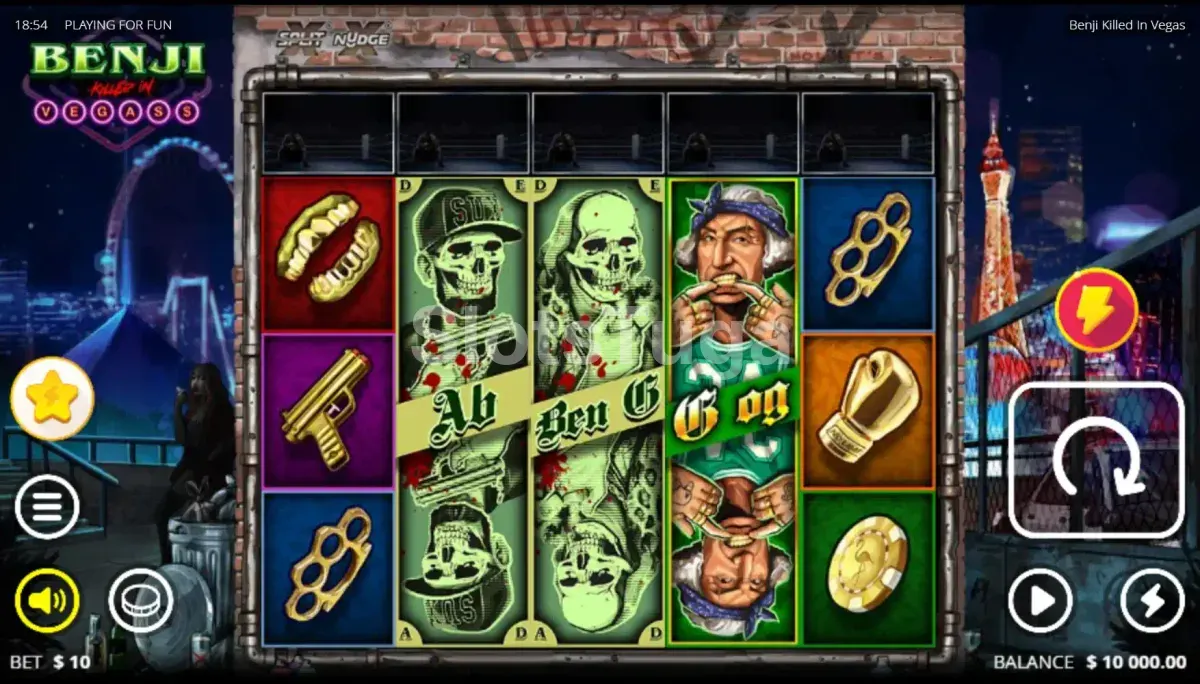 Jogo base da Benji Killed in Vegas com rolos e símbolos temáticos