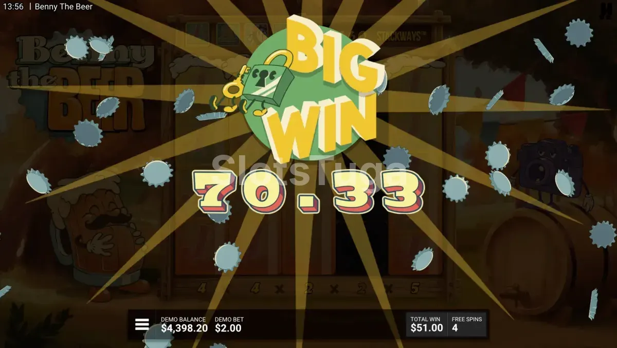 Grande vitória na slot Benny The Beer com Stackways multiplicando os ganhos