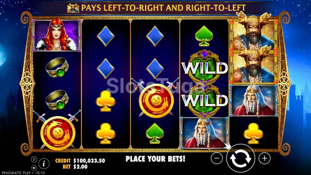 Segunda tela do jogo base da slot Beowulf em ação
