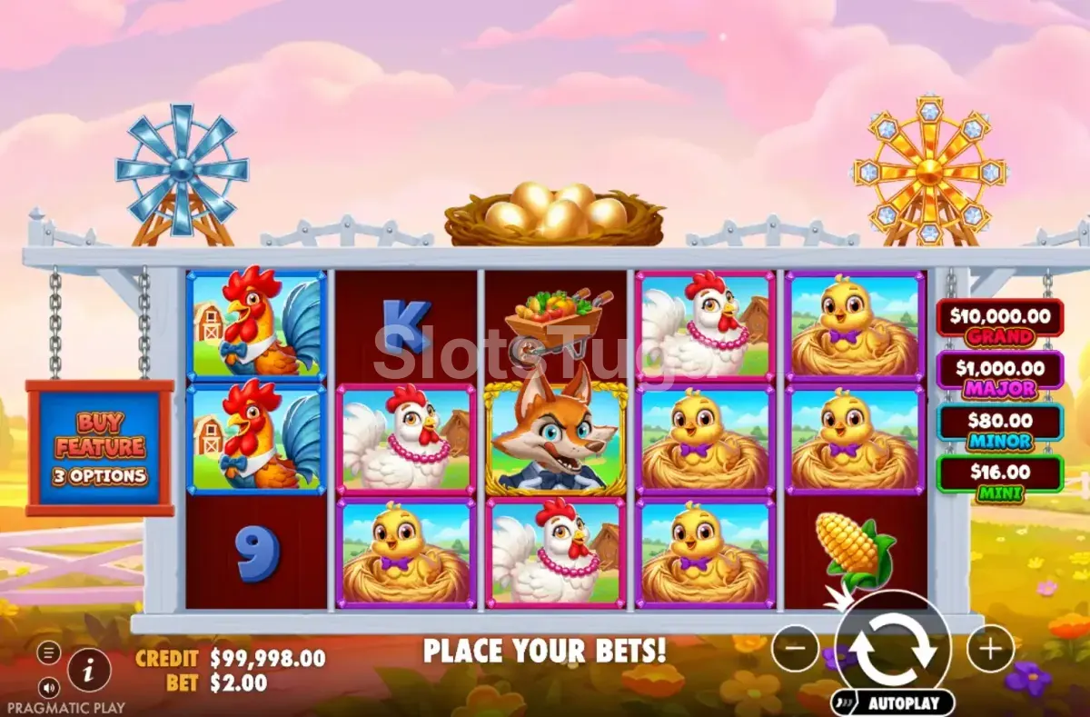 Jogo base da Better Barn House Bonanza com o cenário de fazenda