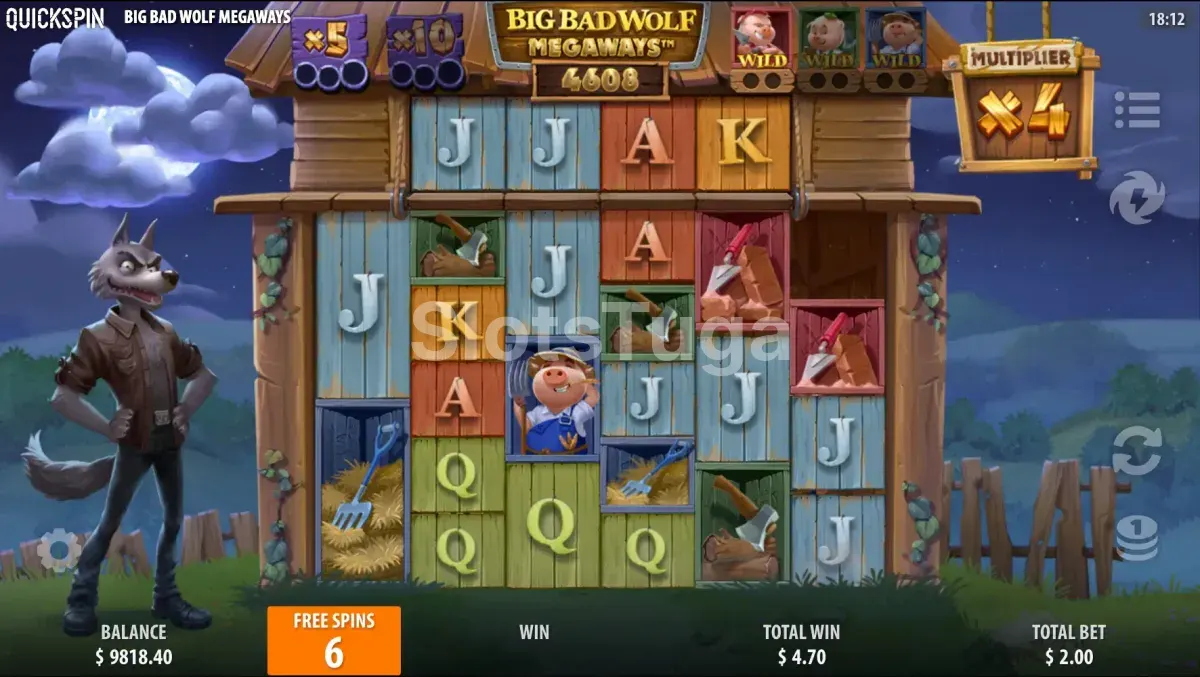 Giros grátis do Big Bad Wolf Megaways com multiplicador ativo