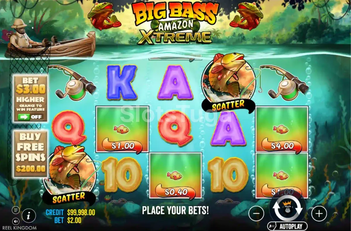 Jogo base do Big Bass Amazon Xtreme com cenário da Amazônia