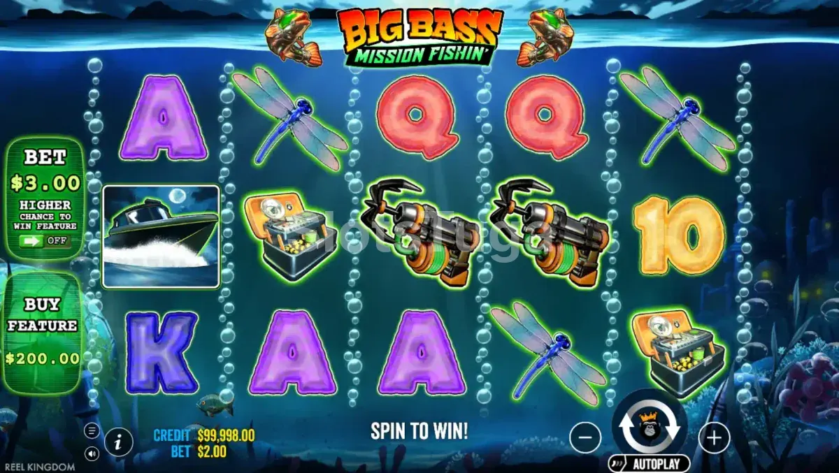 Jogo base da Big Bass Mission Fishin com rouleaux e símbolos de pesca