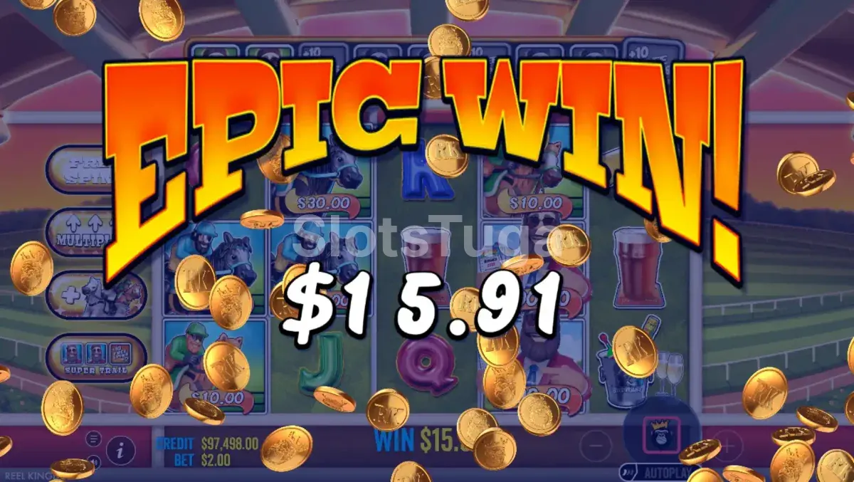 Grande vitória na Big Bass Raceday Repeat com animação de big win na tela