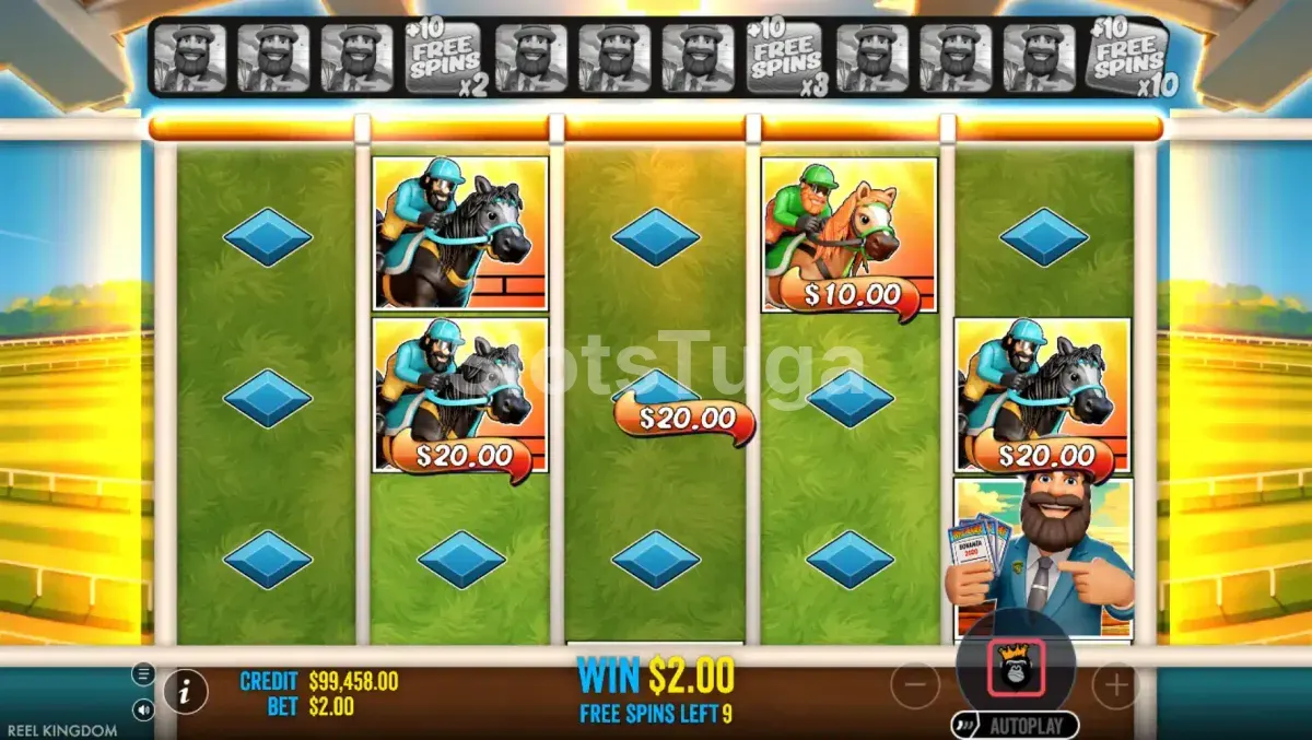 Rodada de giros grátis da Big Bass Return to the Races com multiplicadores ativados