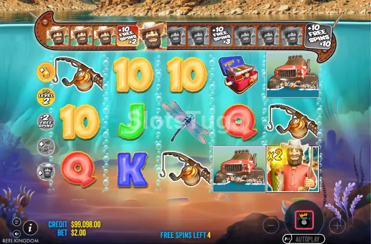 Rodada de giros grátis do Big Bass Splash 1000 com multiplicadores ativos