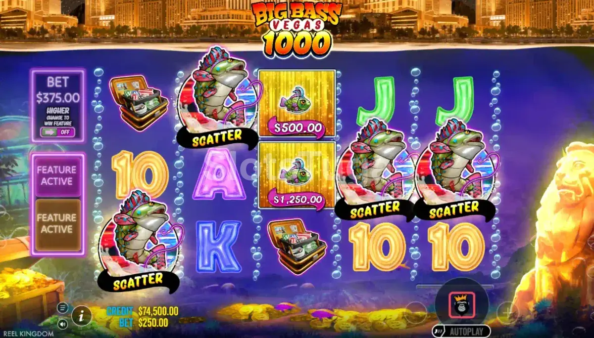 Ecrã de compra de bónus em Big Bass Vegas 1000
