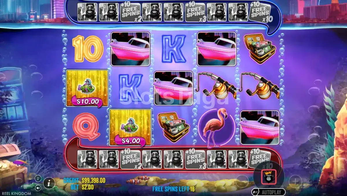 Rodada de giros grátis do Big Bass Vegas Double Down Deluxe em ação
